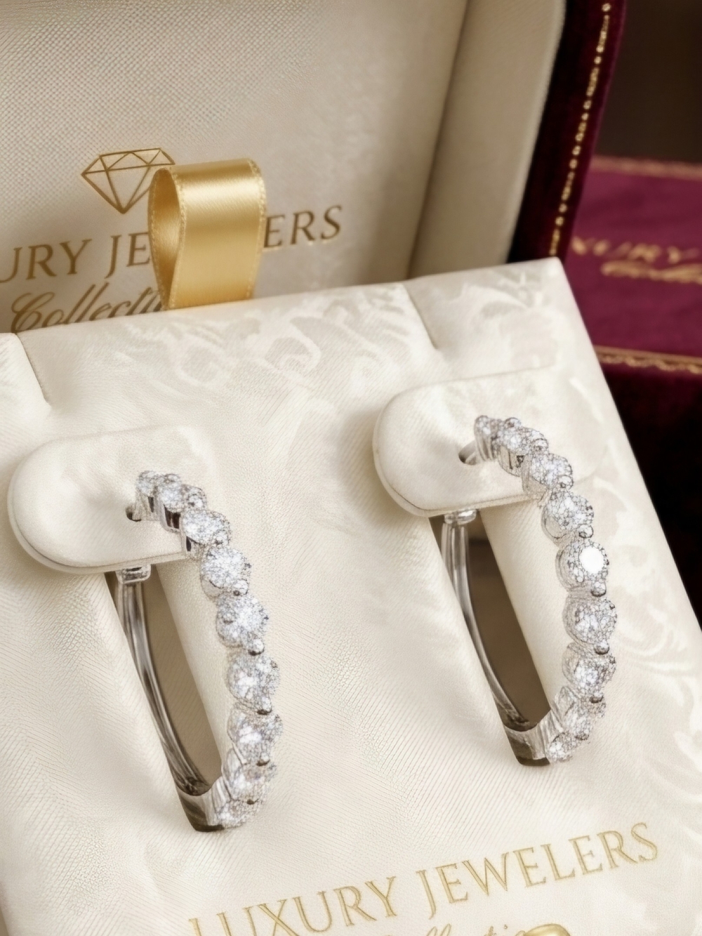 Moissanite Hoop Earrings in Silver